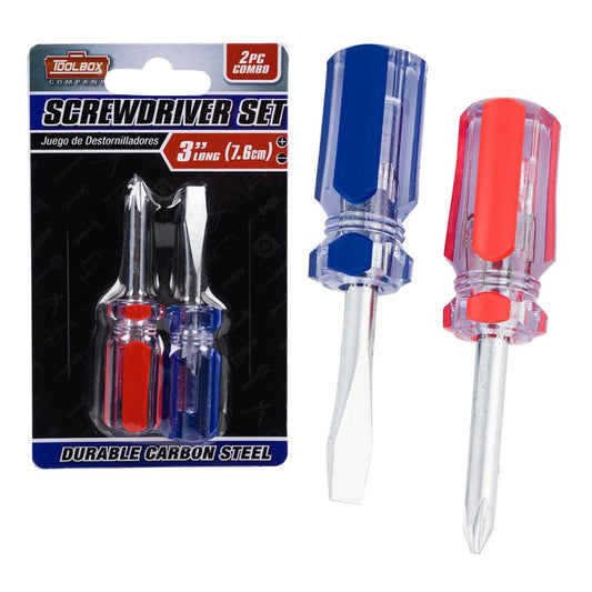 3" Screwdriver Set – Phillips + Flathead 2pc