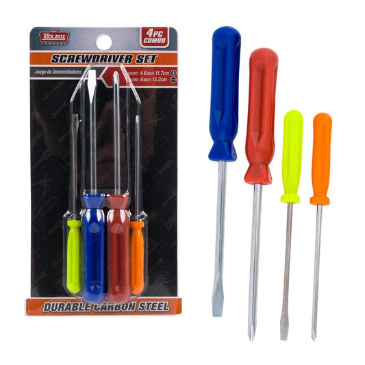 5" & 6" Screwdriver Set - Phillips + Flathead 4pc